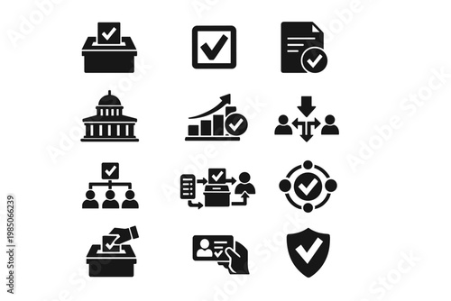 Chart civic voting checkmark depicting generation symbol ballot icon black simple vector