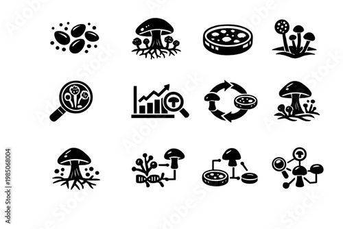 Diagram structure microscopic simple symbol generation icon biology science image mycology vector