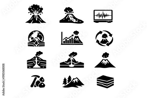 Science geology structure diagram simple lava earth icon arrows generation vector fill