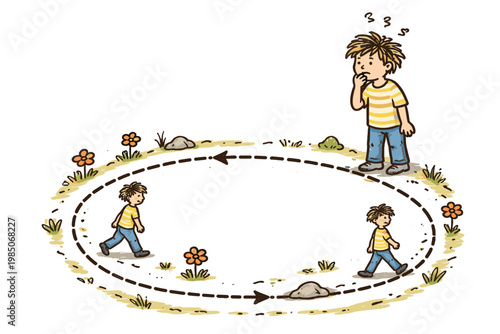 Escaping not icon concept simple person observing doodle image vector awareness generation