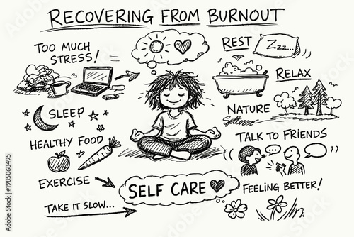 Vector uneven lines sketch recovering messy generation simple burnout doodle icon person from