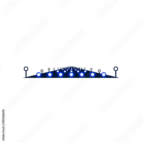 Runway lights and markings for aircraft navigation, symbolizing aviation, airports, and flight operations