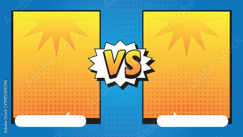 Comic style VS background with radial burst, bold colors and lightning for game battle screen