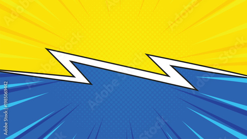Pop art comic background with VS symbol, explosion rays and dynamic fight scene design