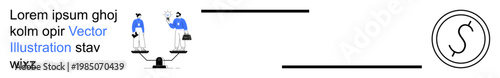 Business strategy, decision making, equality, financial balance, corporate management, negotiations. Two figures standing on a scale. Decision-making and business strategy