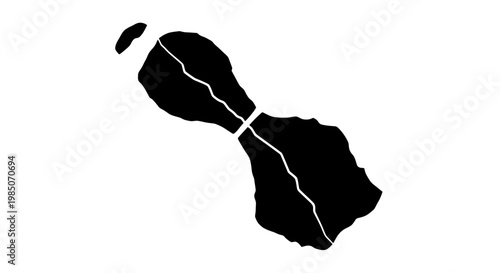 Stylized Black Silhouette of a Broken Earth Planet