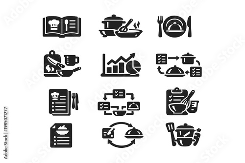 Vector diagram image generation food icon simple recipe meal chart workflow kitchen