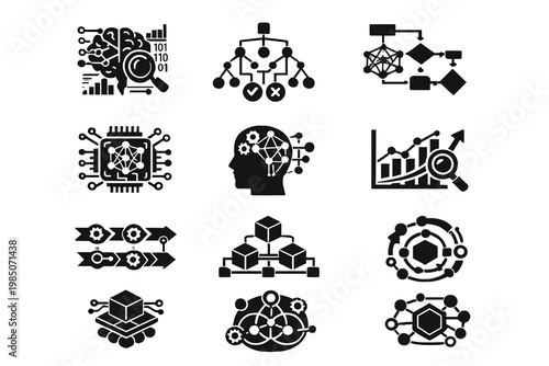 Generation complex simple fill icon reasoning diagram arrows image icons symbol advanced