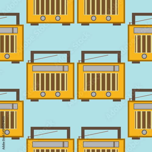 Seamless pattern with radio retro