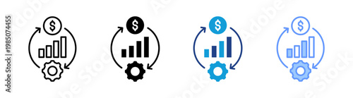 Cashflow icon set multiple style collection