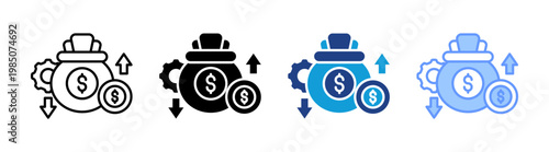 Expense icon set multiple style collection