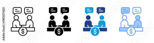 Negotiation icon set multiple style collection