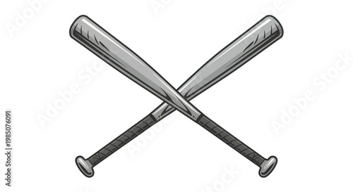 Crossed Baseball Bats Illustration