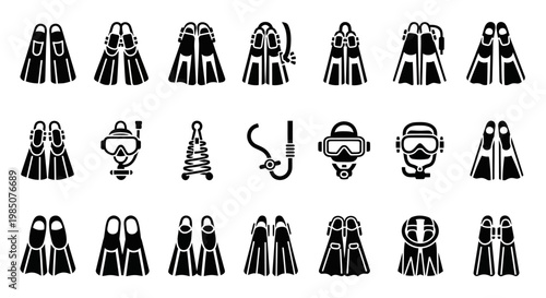 Halloween costumes, spooky characters, black icons, 20 symbols, vector graphics