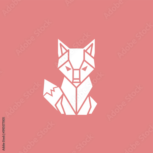 Geometric Origami Fox Illustration Minimalist Design.