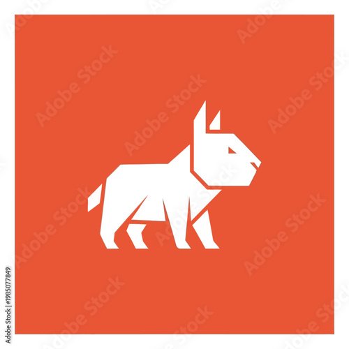 Geometric White Wombat Silhouette on Orange Background.