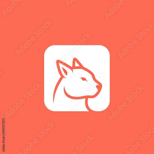 Minimalist Line Art Logo of a Cat Head Silhouette.