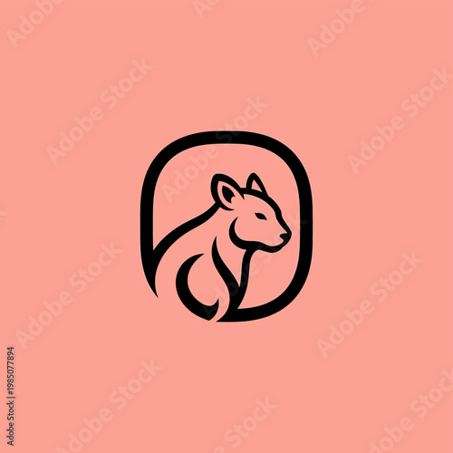 Minimalist Line Art Logo of a Squirrel Inside a Rounded Square.