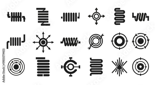 20 Black Line Icons, Sound Wave Symbols, Audio Signal Graphics, Vector Sound Effects