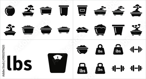 Fitness icons, workout symbols, gym graphics, weightlifting illustrations, exercise signs, 20 black vector icons
