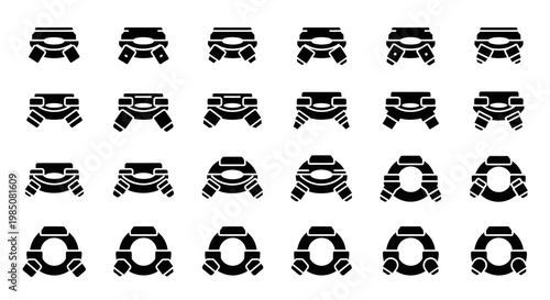 Gear icons, mechanical symbols, gearwheel logos, industrial graphics, 20 black silhouette illustrations