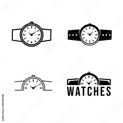 Collection of Watch Logos and Icons Vector Illustration Set