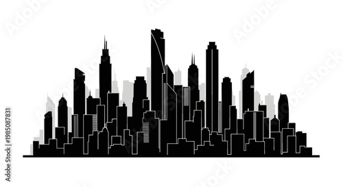 City Skyline Urban Buildings Towers.