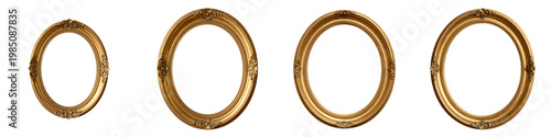 Ornate golden oval frames with vintage design details on dark background