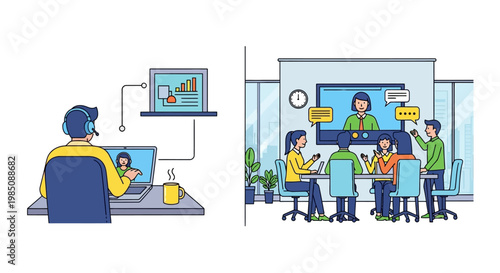 People working remotely on computers.