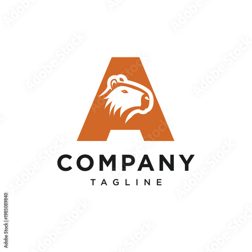 Letter A Capybara Logo Icon Vector