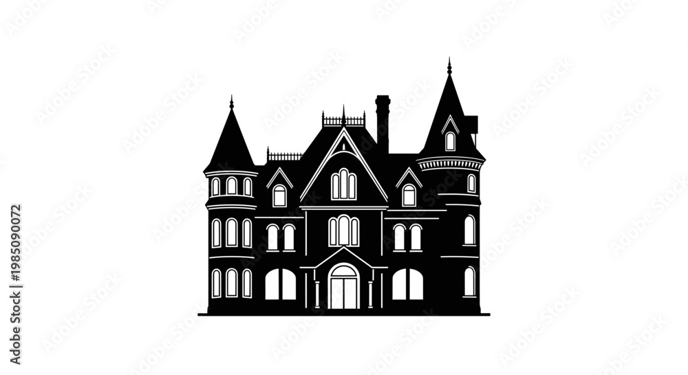 Fototapeta premium Large Gothic Style House Building.