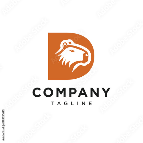 Letter D Capybara Logo Icon Vector
