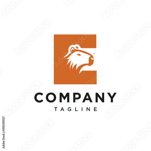 Letter E Capybara Logo Icon Vector