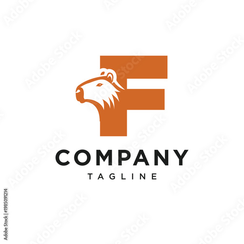 Letter F Capybara Logo Icon Vector