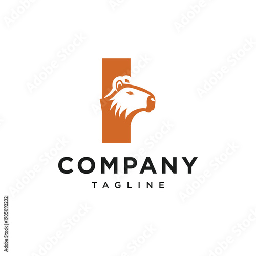 Letter I Capybara Logo Icon Vector