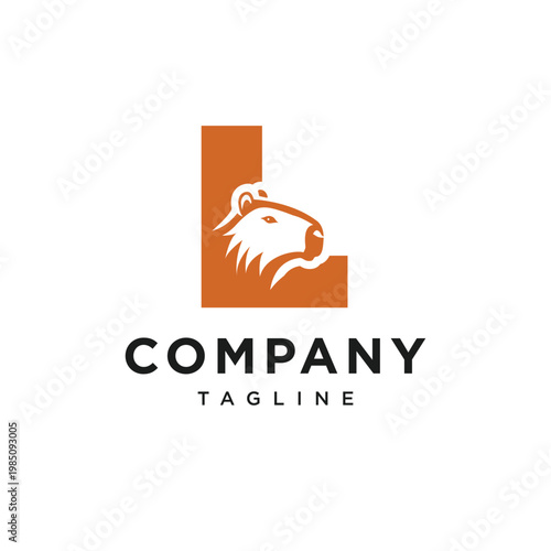 Letter L Capybara Logo Icon Vector