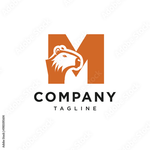 Letter M Capybara Logo Icon Vector