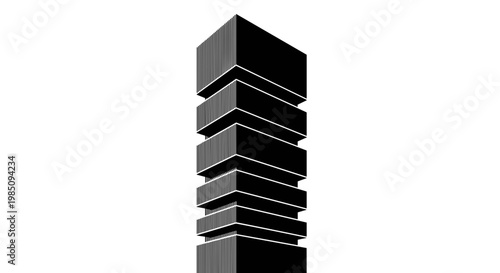 Stack of black rectangular blocks.