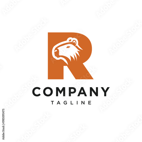 Letter R Capybara Logo Icon Vector
