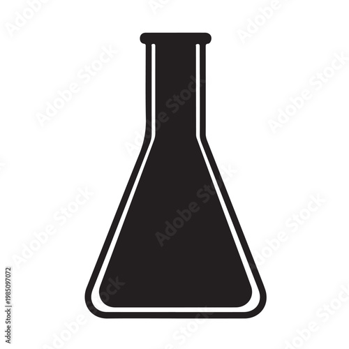 Black conical flask silhouette vector illustration on white background 