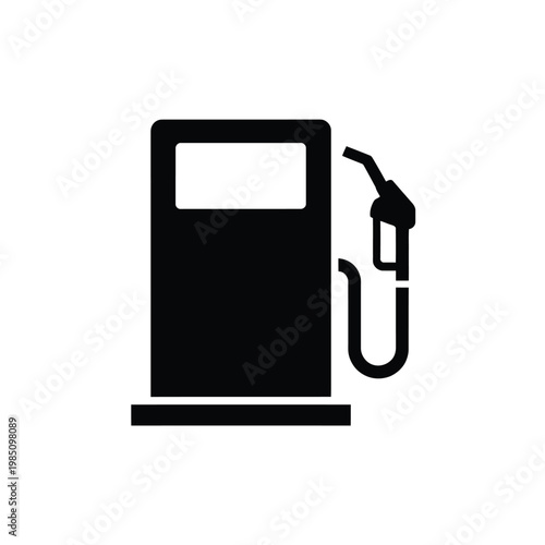 Simple black icon depicting a gas pump for fuel and vehicle refueling