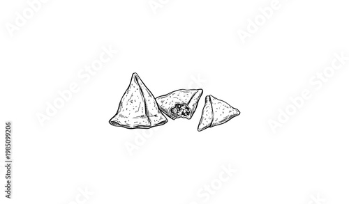 Hand Drawn Samosa Sketch Asian Street Food Vector Illustration