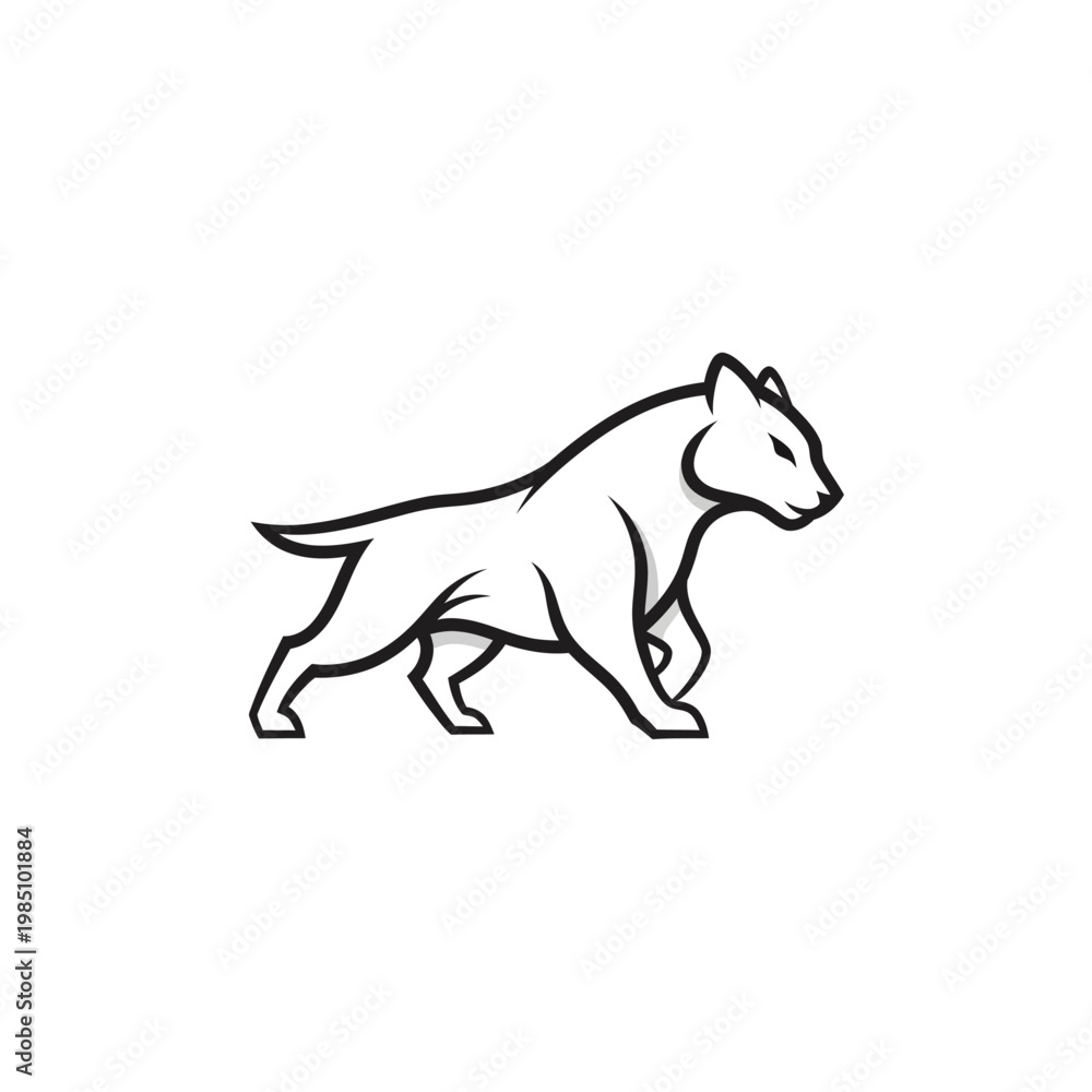 Fototapeta premium Stylized Line Art of a Fierce Wolf in Motion.