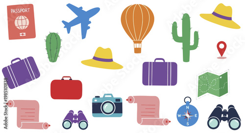 Collection of Travel and Adventure Icons and Symbols.