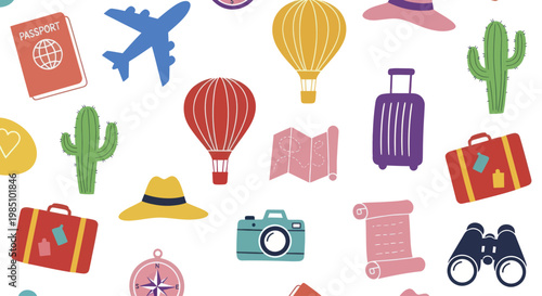 Collection of Travel Icons and Symbols for Adventure and Exploration.