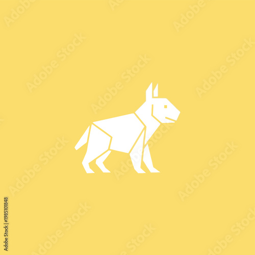 Origami Dog Illustration on Yellow Background.
