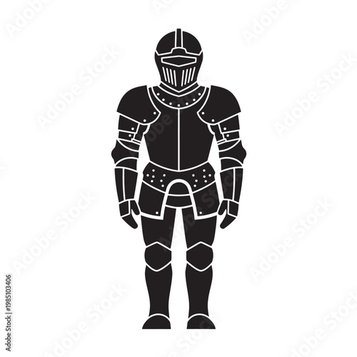 Medieval Knight in Black Armor Standing for Fantasy Warrior and Historical Concepts