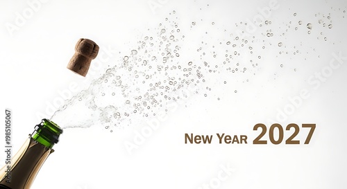 Champagne bottle opening New Year 2027.