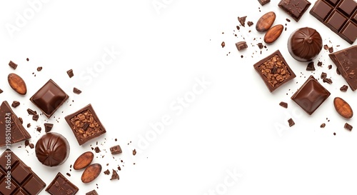 Chocolate assorted pieces with almonds.