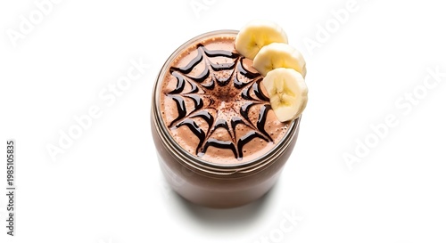 Chocolate banana smoothie with design.